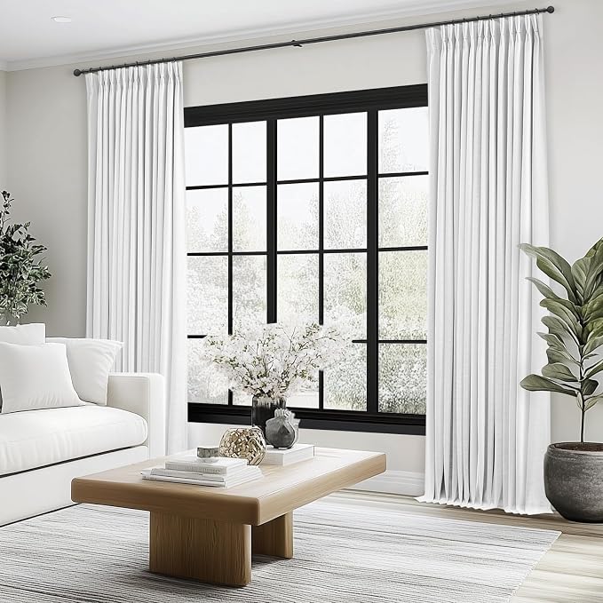 White Extra Long total Blackout Linen Curtains 108 Inches Long - Image 8