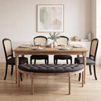 chairus 55" Button Tufted Semi-Circle Dining Bench Linen Halfmoon Entryway - Image 2