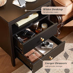 Huuger Nightstand with Charging Station, Bedside Table with Storage, Modern - Image 6