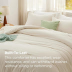 Bedsure Oversized Queen Comforter Set, Cream Soft Prewashed Bedding - Image 3