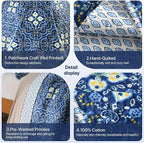 Reversible Quilt Set Queen Size, Boho Floral Patchwork Bedspread Coverlet Set - Image 3