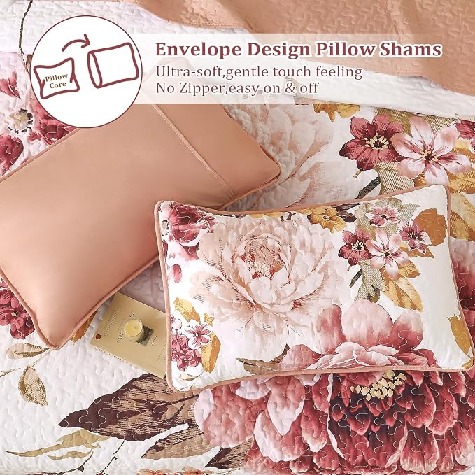 WONGS BEDDING Quilt Queen Size, Soft Microfiber Lightweight Farmhouse Bed Cover - Image 5
