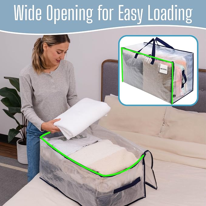 VENO 8 Pack Clear Extra Large Moving Bags & Storage Totes, Heavy Duty Organizer - Image 2