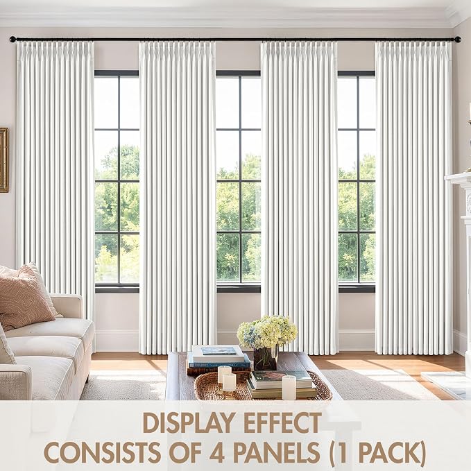 MIULEE Pinch Pleated 100% Blackout Curtains 40"x90" Long White 4 Panels Set | - Image 7