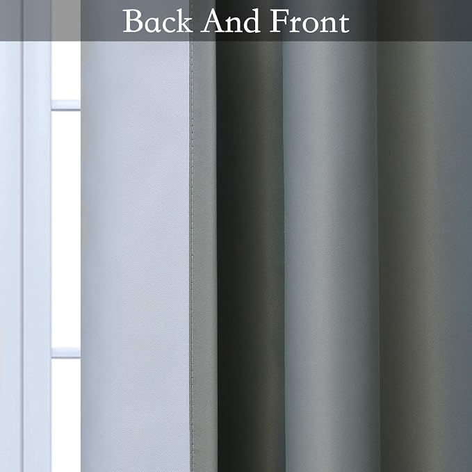 SimpleHome Ombre Gradient Grey White to Gray Curtains - Image 7