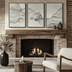 Large Framed Neutral Modern Abstract Wall Art, 3 Piece Black and Beige Canvas - Image 8