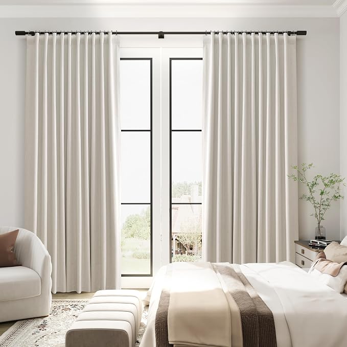 Cream Linen 100% Blackout Curtains - Image 5