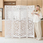 Leaf-Carved Room Divider Privacy Screen - Image 7