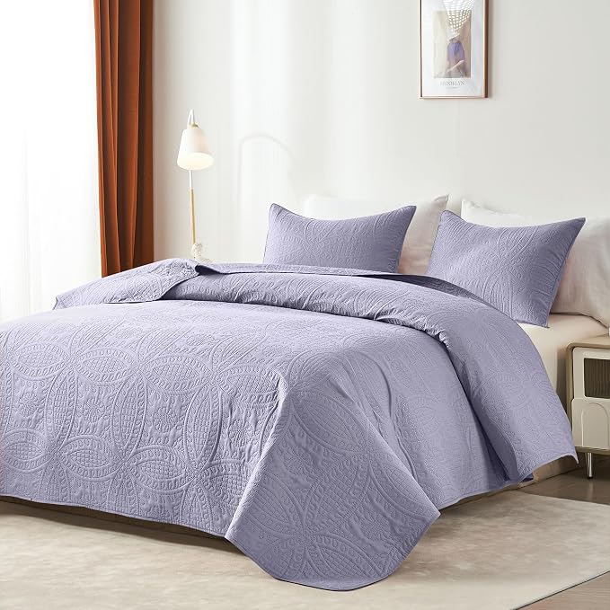 akkialla Lavender Full/Queen Quilt Set, Ultrasonic Lightweight Bedspread - Image 2