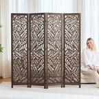 Leaf-Carved Room Divider Privacy Screen - Image 8