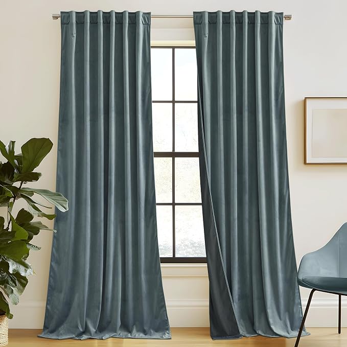 RYB HOME Velvet Curtains 102 inches Long, Extra Long High Ceiling Curtains | by RYBHOME