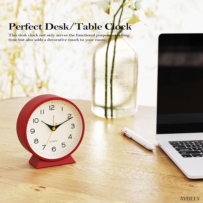 AYRELY® 4.5" Analog Alarm Clock, Small Retro Desk Clock and Table Clock | - Image 3