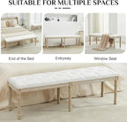 LOULENS 57.7" Linen End of Bed Bench King Size, Upholstered Bench, Upholstered - Image 6