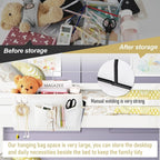 Bedside Caddy Organizer Hanging Storage Bag Bunk Bed 2Pack White | Bed Caddy - Image 5