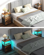 TUTOTAK Nightstands Set of 2, LED End Table - Image 5