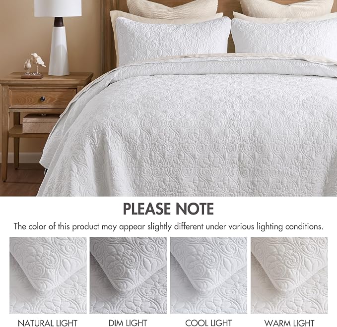 Madison Park Twin Quilt Bedding Set, Cottage-Inspired Damask, Classic Stitch - Image 8
