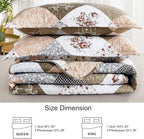 Dinjoy Floral Plaid Patchwork Quilt Set California King Size, Reversible Brown - Image 6