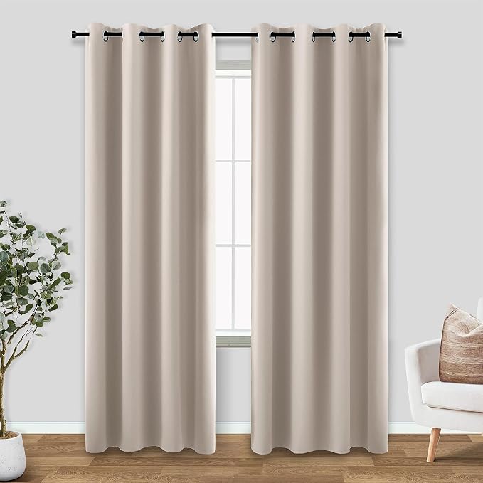 KOUFALL Oatmeal Neutral Blackout Curtains 84 Inches Long by KOUFALL