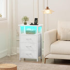 Night stand Set 2 with Charging Station, LED Nightstand - Image 8