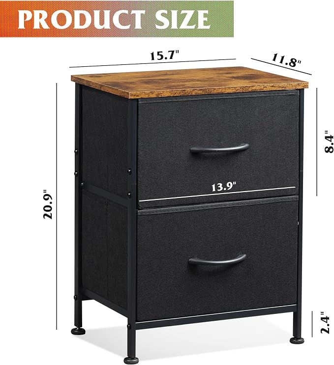 WLIVE Nightstand, 2 Drawer Dresser - Image 3