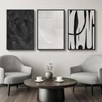 Large Framed Black and White Abstract Wall Art - Image 2
