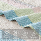 King Size Quilt Set Blue Pink - Image 5