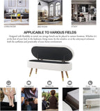 IAFIKE Oval Storage Bench 43.5" Ottoman Bench Upholstered Boucle Fabric - Image 7