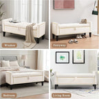 Velvet Storage Ottoman Bench, Modern Entryway Ottoman Bench - Image 6