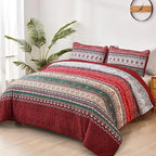 WONGS BEDDING Boho Queen Quilt Set, Lightweight Bed Decor Bedspread - Image 2