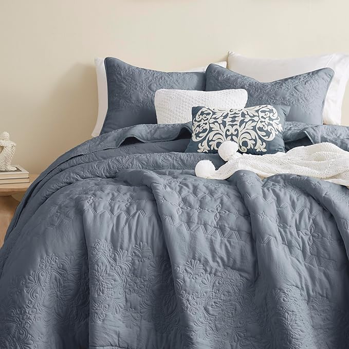 B2EVER Boho Blue Quilt Twin Size Bedding Sets - Image 3