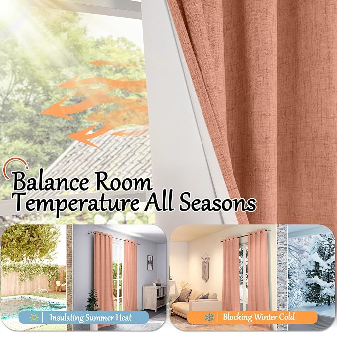 Terracotta Linen Blackout Curtains - Image 6