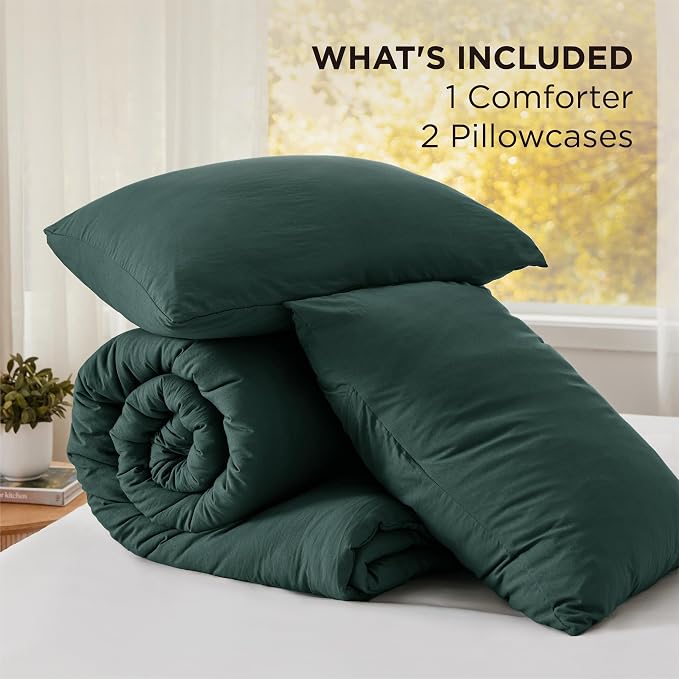 Bedsure Super King Comforter Set, Forest Green Soft Prewashed Bedding - Image 6