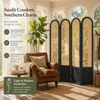 Rattan Room Divider, 4 Panel Folding Room Screen Divider, Foldable Room - Image 3