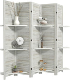 HOMCOM Room Divider with Shelves, 5 Panel, Distressed White | Wood Privacy by HOMCOM