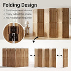 6 Panel Pegboard Room Divider, Folding Privacy Screen, Natural | 5.6 Ft Tall - Image 6