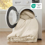 Bedsure Oversized Queen Comforter Set, Cream Soft Prewashed Bedding - Image 5