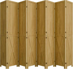 8 Panel Folding Room Divider, Solid Wood Privacy Screen, Freestanding Partition - Image 8
