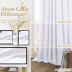 White 100% Blackout Linen Curtains 54 Inch Length 2 Panels Set - Image 7