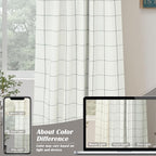 DriftAway 100% Blackout Plaid Linen Curtains 108 Inches Long 2 Panels Black | - Image 7