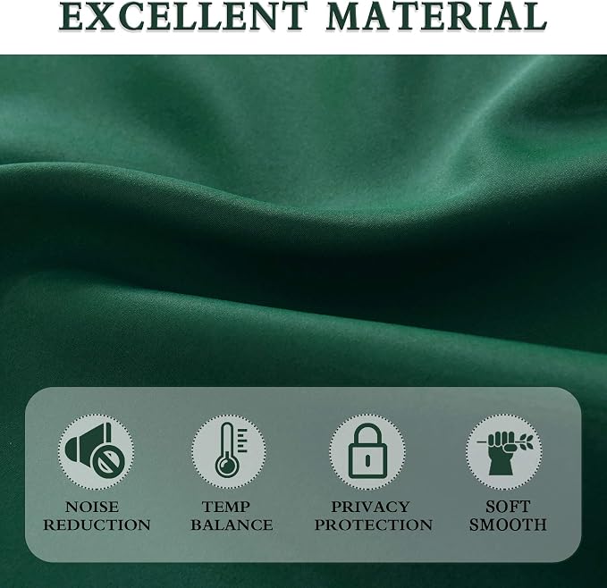 Emerald Green Blackout Thermal Insulating Window Curtain Drapes - Image 4