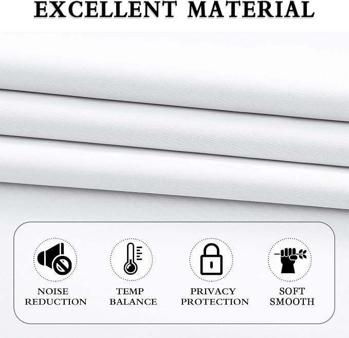 Pure White Room Darkening Curtains Extra Long 108 inch Length - Image 3