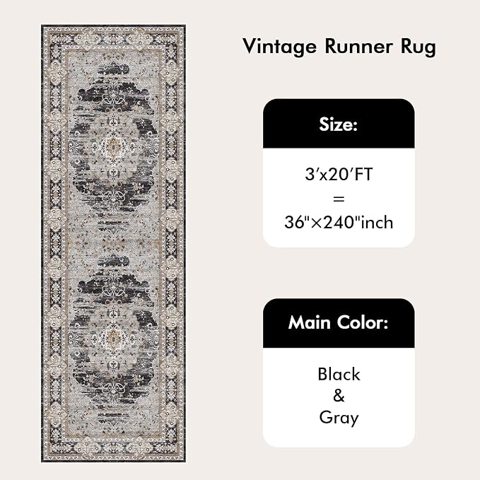 3x20 Washable Hallway Runner Rug - Image 9