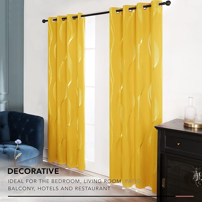 Deconovo Curtains for Living Room, Pattern Blackout Curtains 45 Inches Long | - Image 4
