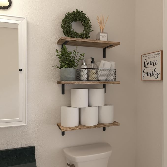 Wood Floating Shelves Set of 6, Shelves - Image 4