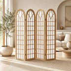 4 Panel Shoji Room Divider Folding Privacy Screen Light Brown | Freestanding by ALeesing