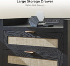 SICOTAS Rattan Nightstand Larger Bedside Table - Image 6
