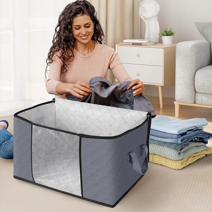 8 Pack Storage Bags for Clothes Blanket Storage Bins - Image 3