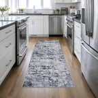 3x8 Washable Runner Rug：Modern Abstract Kitchen Soft Carpet Grey | by FXRHLP