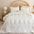 JANZAA King Size Quilt, Cream White King Quilt Bedding Set by JANZAA