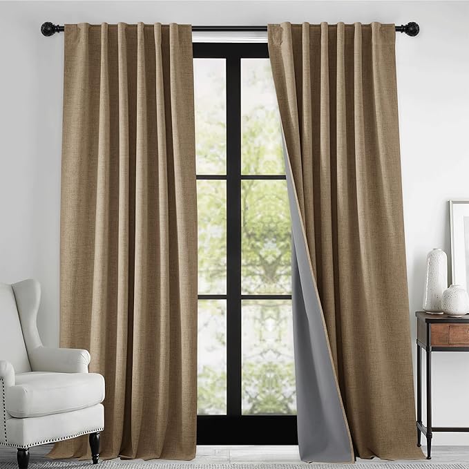 RYB HOME Polyester Textured 100% Blackout Curtains by RYBHOME
